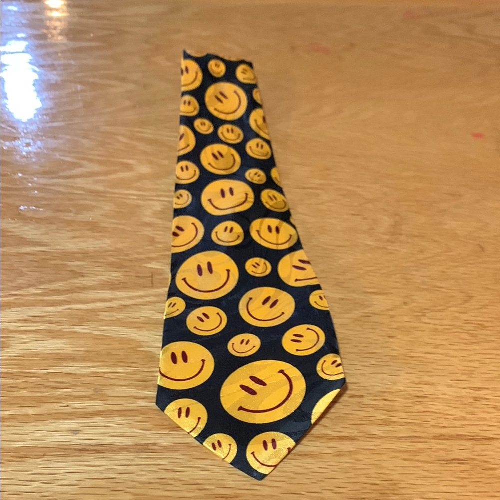 Black and Yellow Smiley Face Necktie